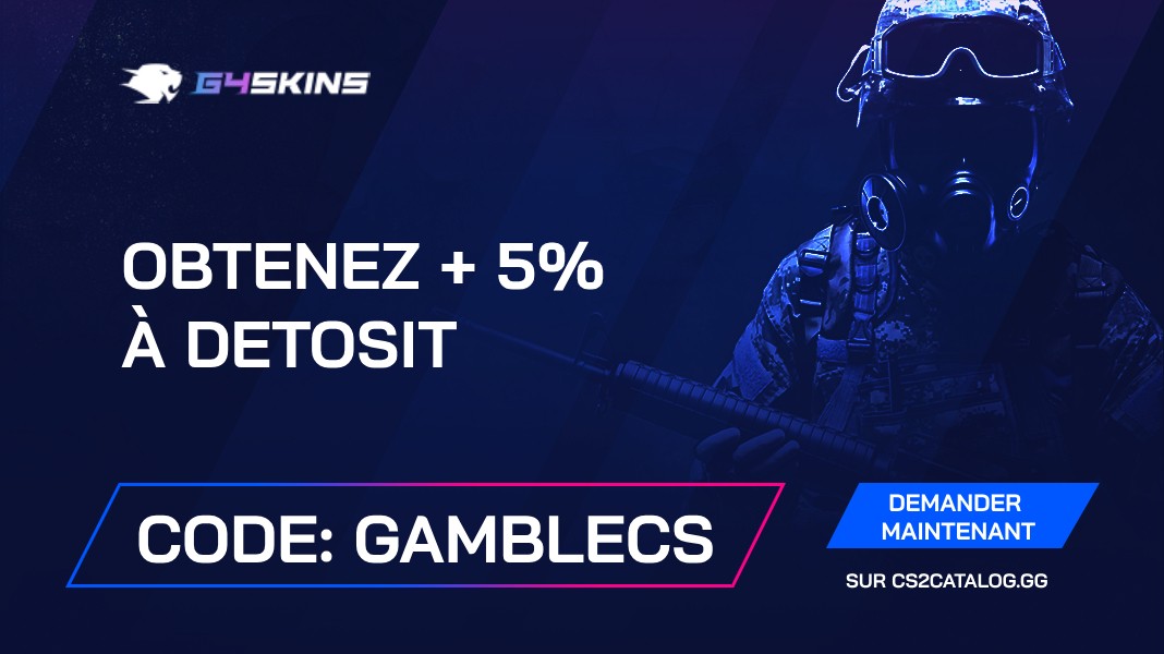 Code promo G4Skins 2024: Utilisez « gamblecs » et obtenez + 5% sur le dépôt